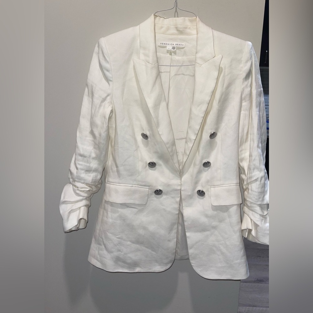 Veronica Beard Cream Double-Breasted Blazer - Picture 4 of 9